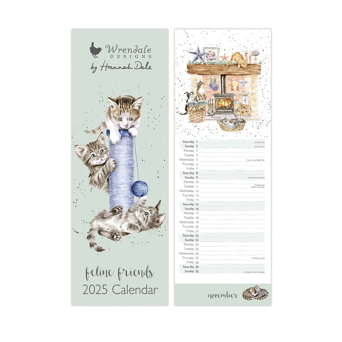 Wrendale Designs 2025 Calendar Slim FELINE FRIENDS