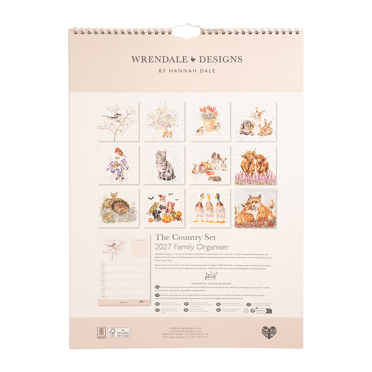 Wrendale Designs 2027 Calendar Organiser COUNTRY SET