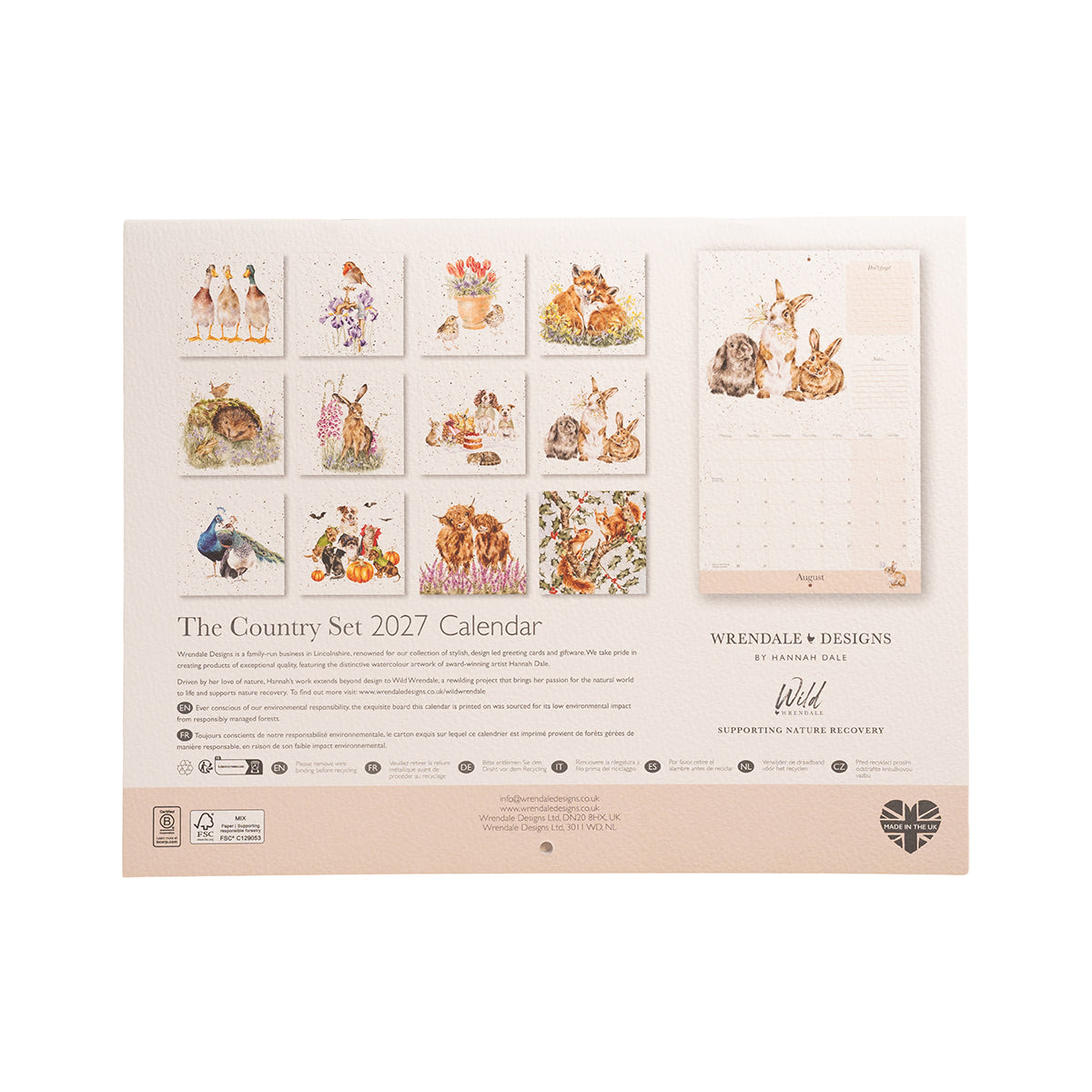 Wrendale Designs 2027 Calendar Landscape COUNTRY SET