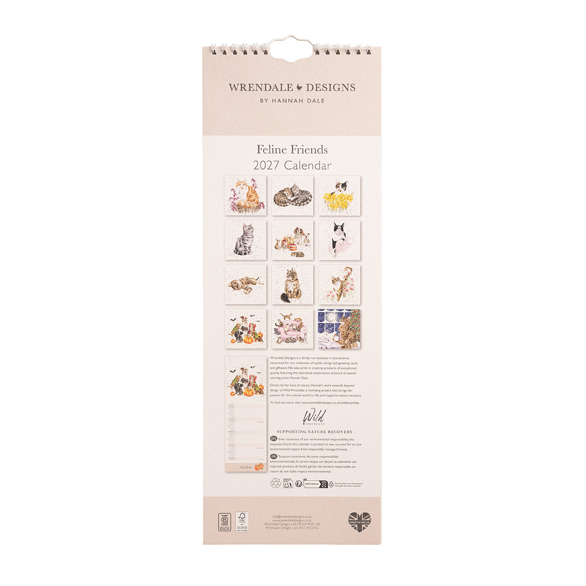 Wrendale Designs 2027 Calendar Slim FELINE FRIENDS