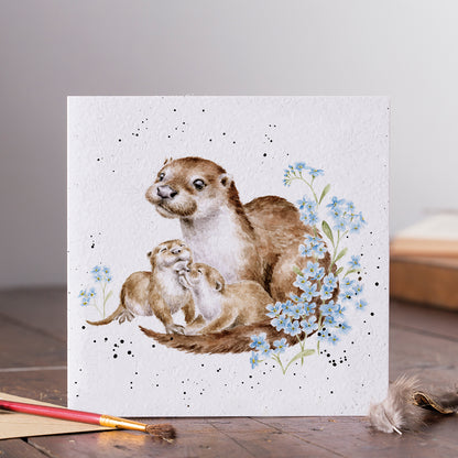 Wrendale Designs card Country Set OTTERLY ADORABLE otters