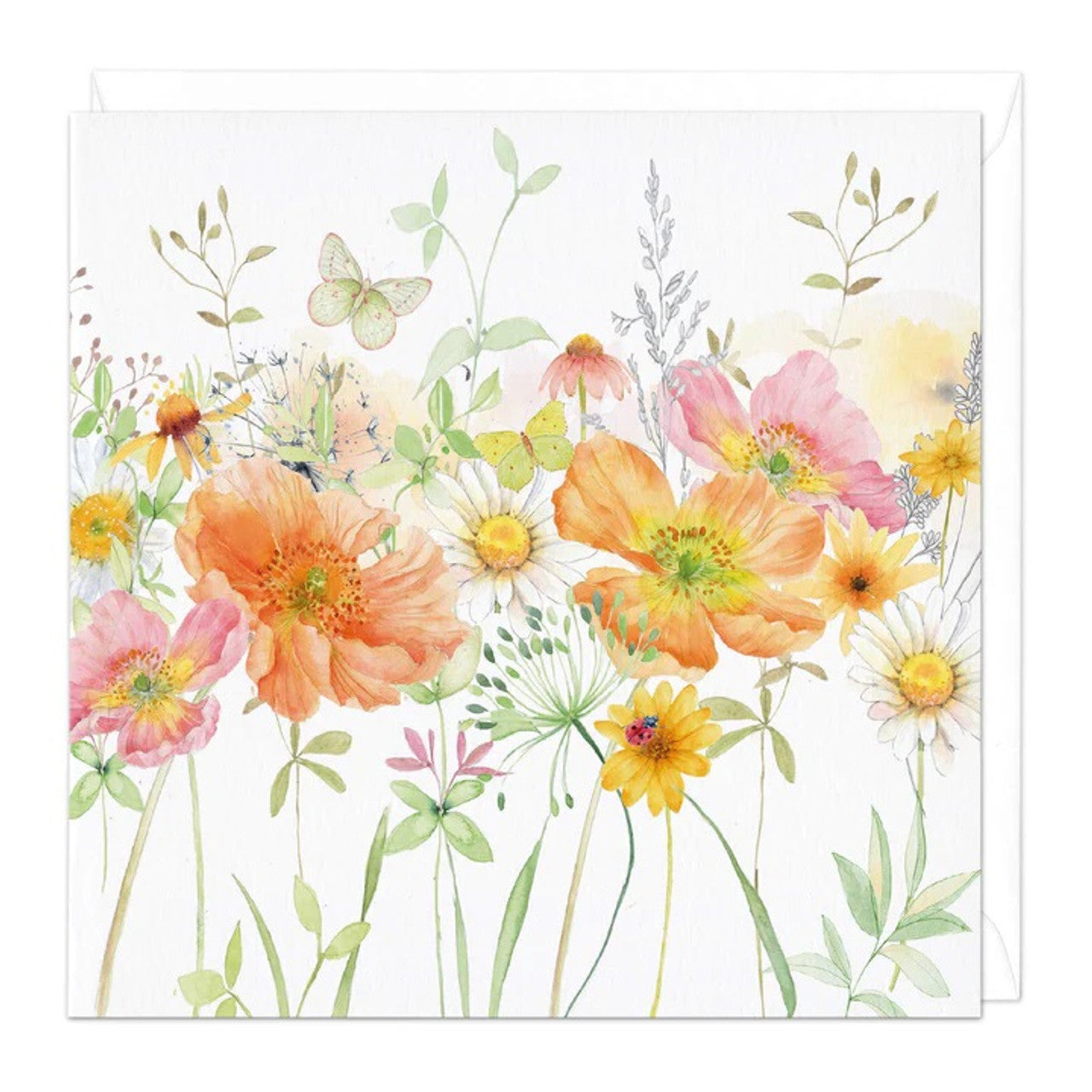 Any Occasion card MEADOW FLOWERS orange