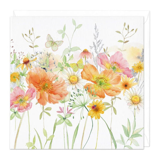 Any Occasion card MEADOW FLOWERS orange