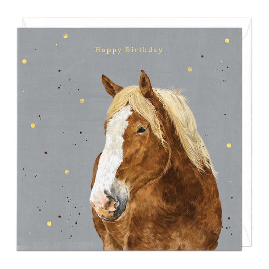 Birthday card HORSE white blaze