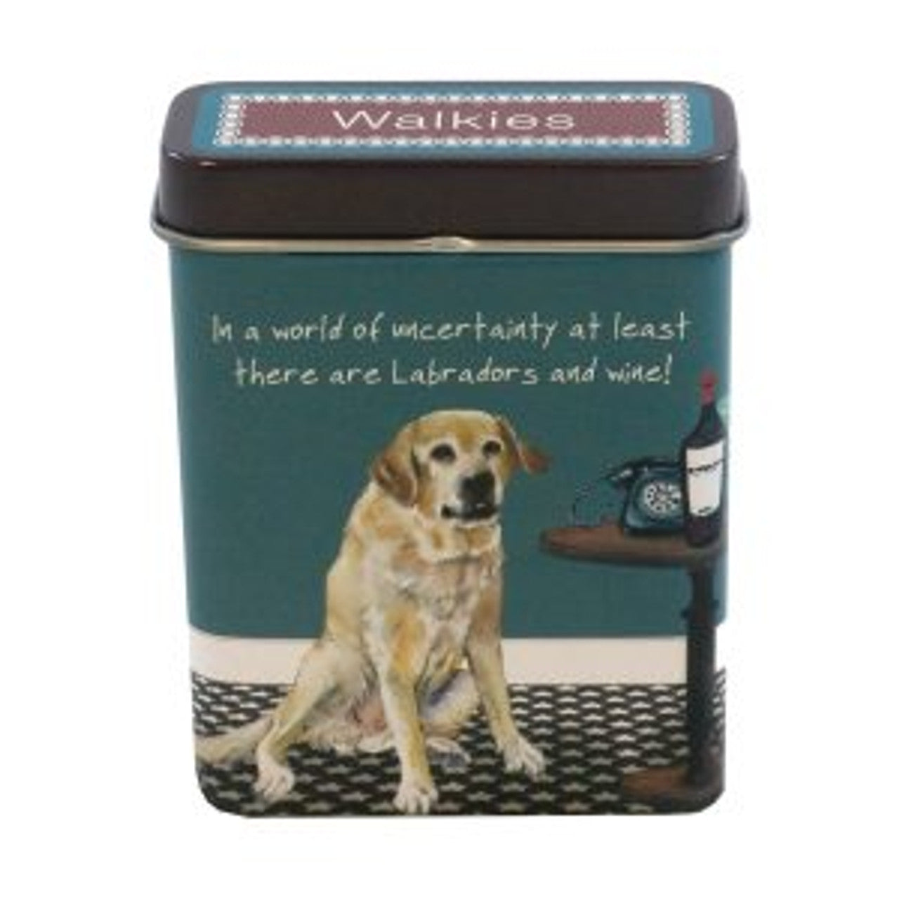 The Little Dog Laughed Treat Tin YELLOW LABRADOR wine