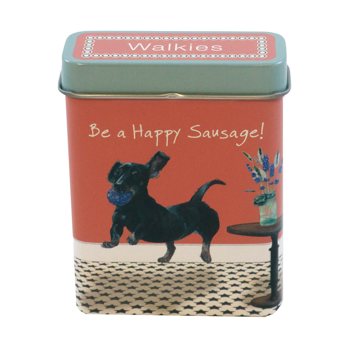The Little Dog Laughed Treat Tin DACHSHUND blue ball