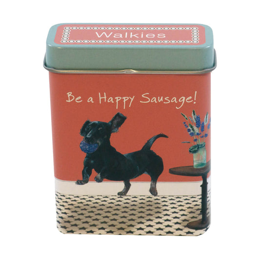 The Little Dog Laughed Treat Tin DACHSHUND blue ball
