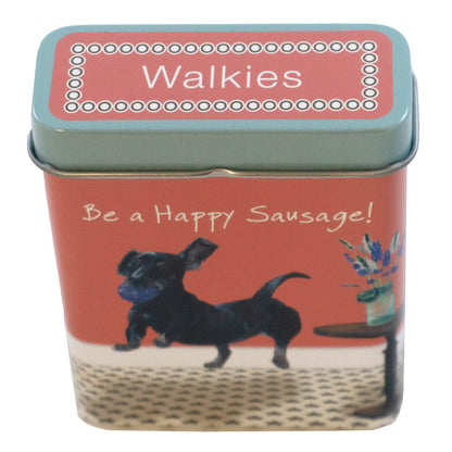 The Little Dog Laughed Treat Tin DACHSHUND blue ball