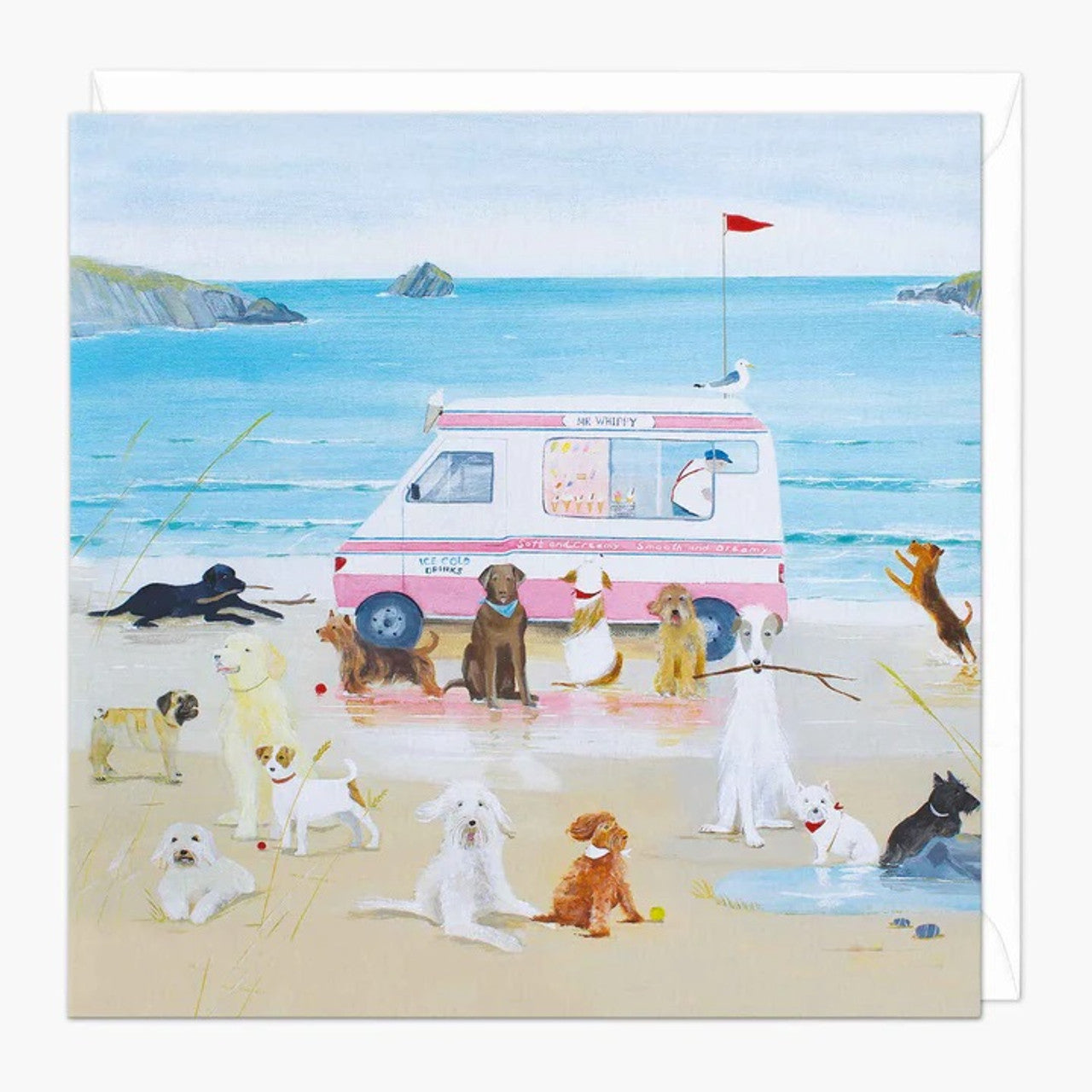 Whistlefish card A DAY AT THE SEASIDE dogs ice cream