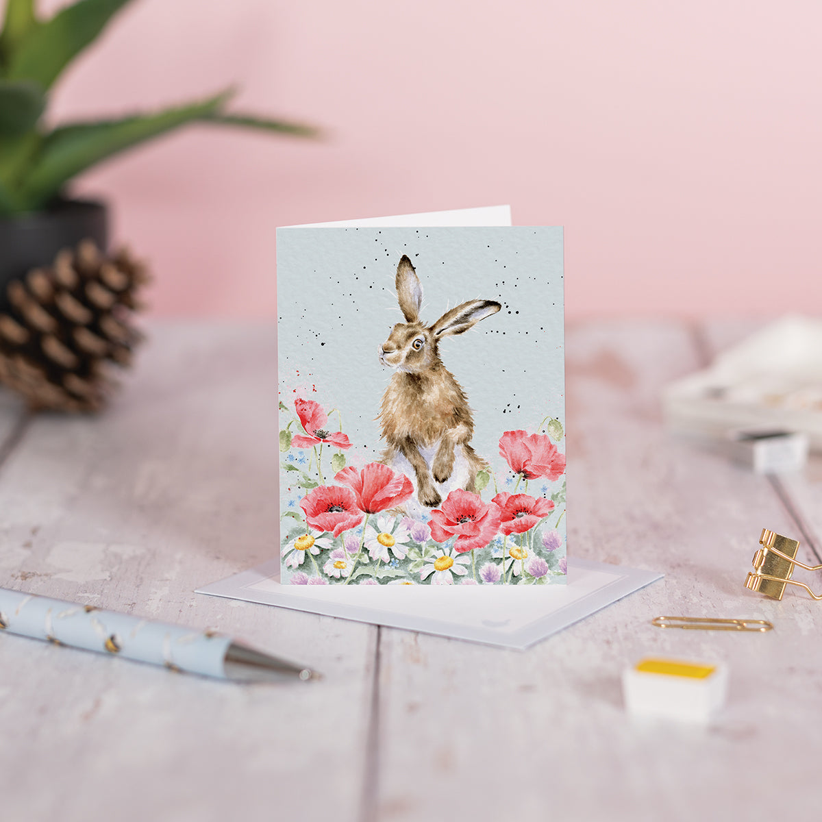 Wrendale Designs Mini card HARE Field of Flowers