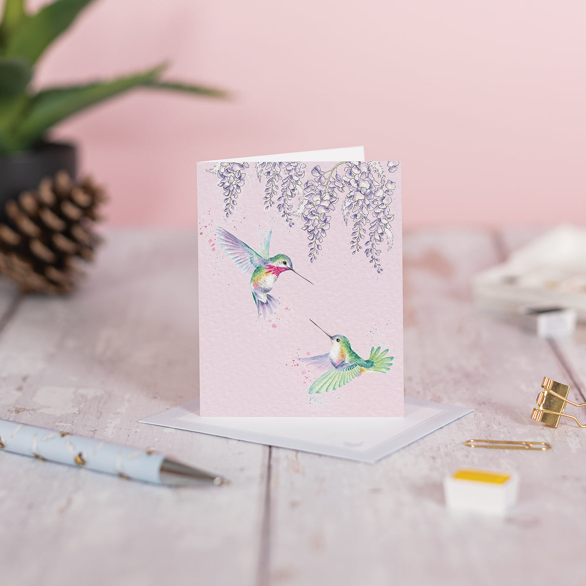 Wrendale Designs Mini card HUMMINGBIRDS Wisteria Wishes