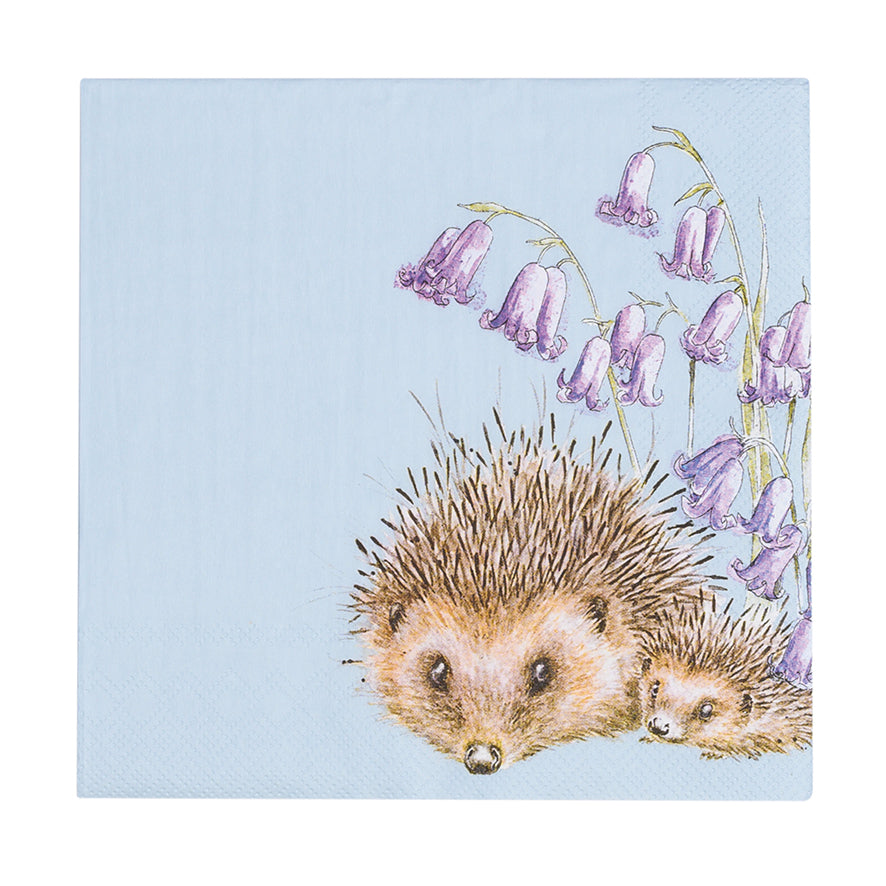 Wrendale Designs Napkins HEDGEHOGS bluebells