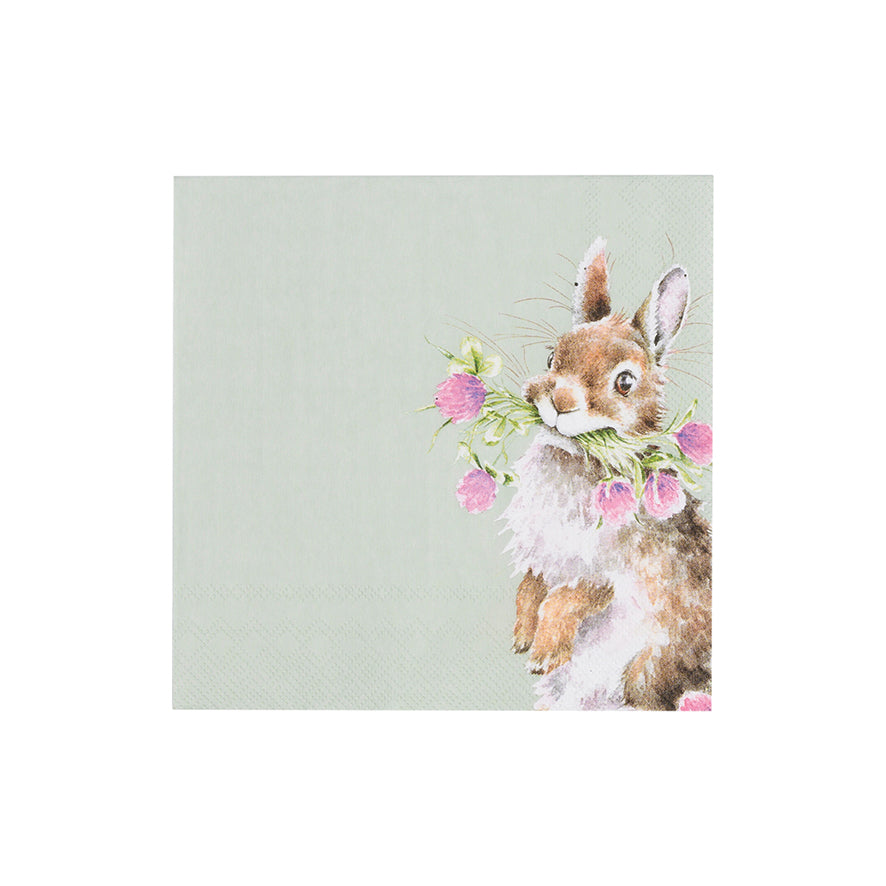 Wrendale Designs Napkins Cocktail RABBIT clover