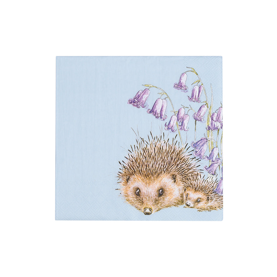 Wrendale Designs Napkins Cocktail HEDGEHOGS bluebells