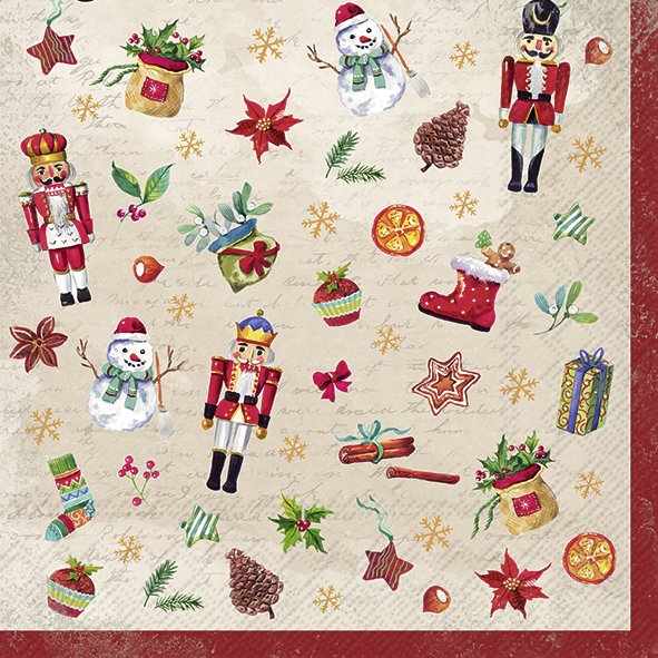 Christmas Napkins champagne FESTIVE TRADITIONS nutcracker