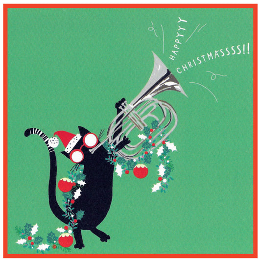 Cinnamon Aitch Christmas Card Margot Cat CHRISTMAS JAZZ