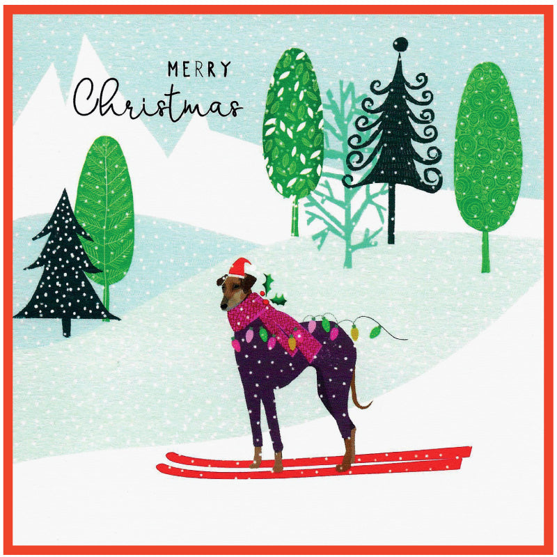 Cinnamon Aitch Christmas Card Margot Cat GREYHOUND