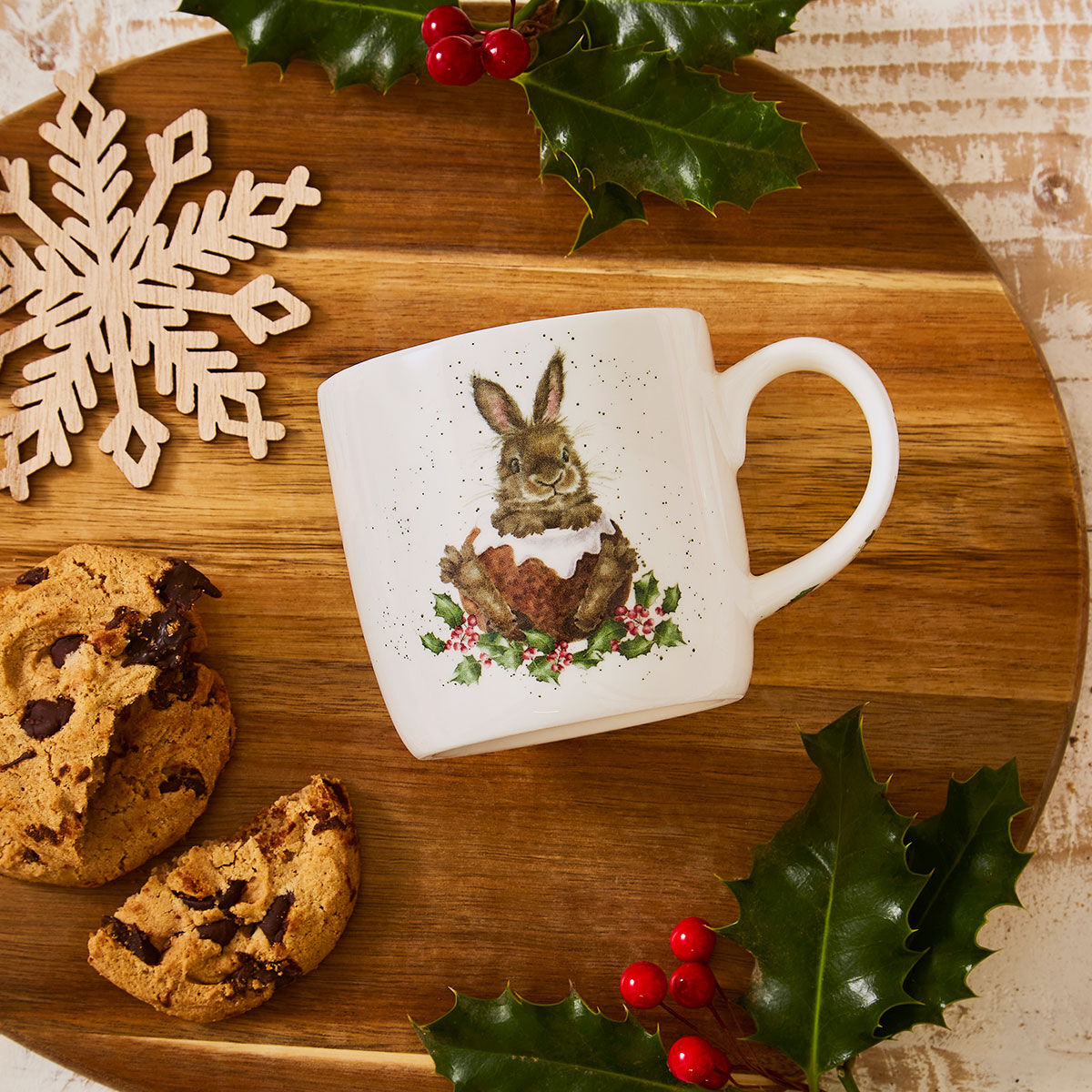 Wrendale Designs Christmas Mug RABBIT merry pudding