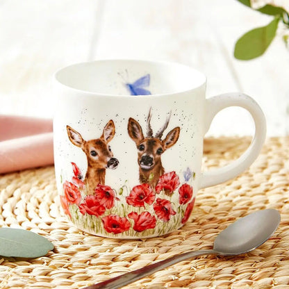 Wrendale Designs Mug DEER red poppies