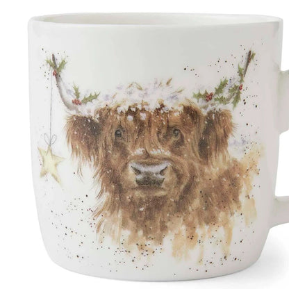 Wrendale Designs Christmas Mug HIGHLAND COW