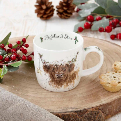 Wrendale Designs Christmas Mug HIGHLAND COW