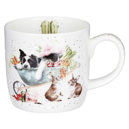 Wrendale Designs Mug DOG CAT wheelbarrow