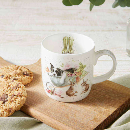 Wrendale Designs Mug DOG CAT wheelbarrow
