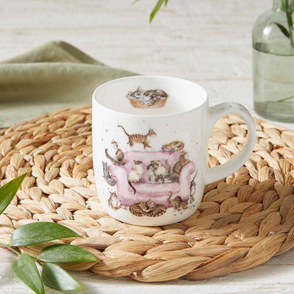 Wrendale Designs Mug CATS pink sofa