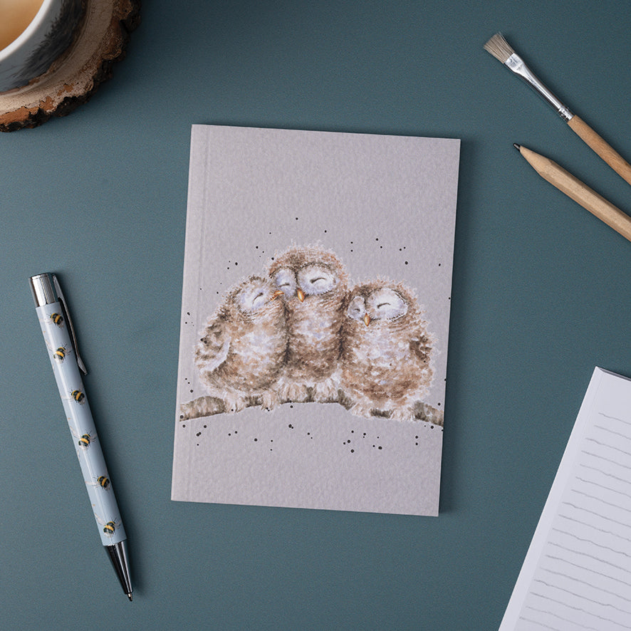 Wrendale Designs Notebook A6 OWLS owlettes on grey