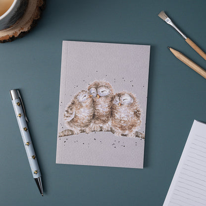 Wrendale Designs Notebook A6 OWLS owlettes on grey