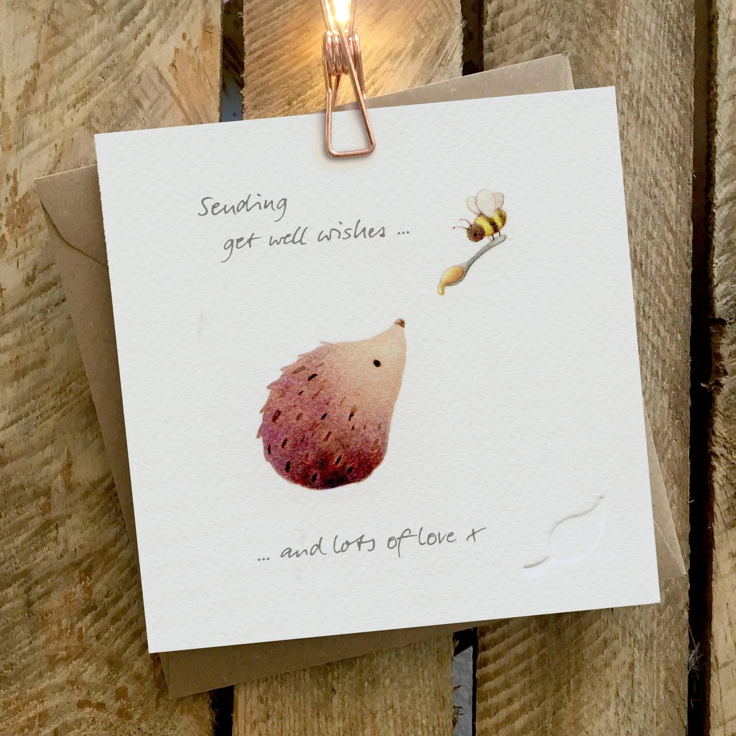 Ginger Betty Get Well card HEDGEHOG bee