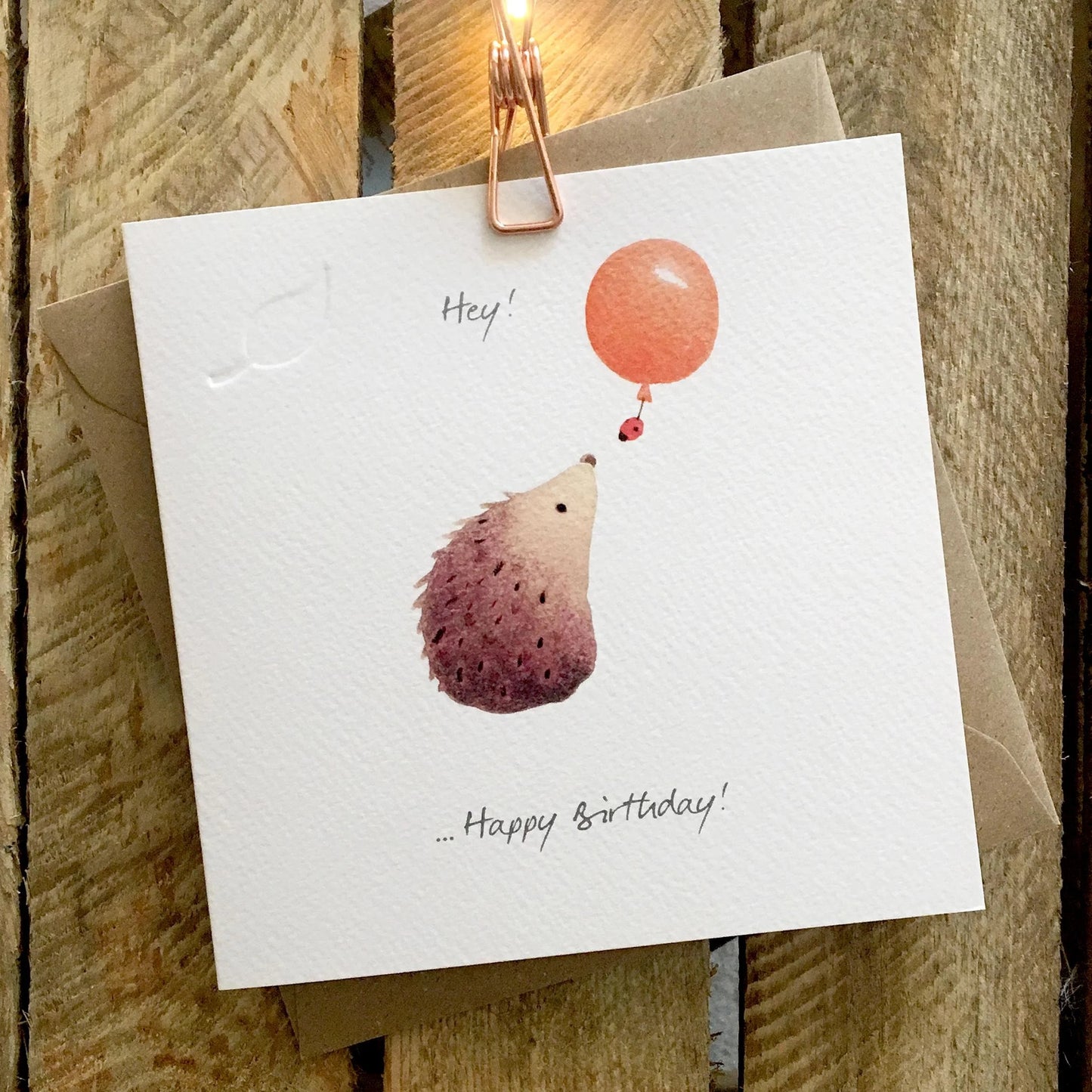 Ginger Betty Birthday card HEDGEHOG balloon