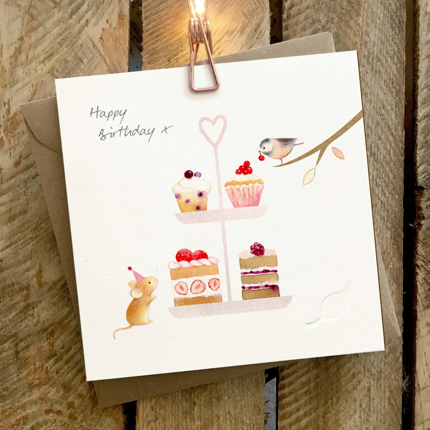 Ginger Betty Birthday card MOUSE bird