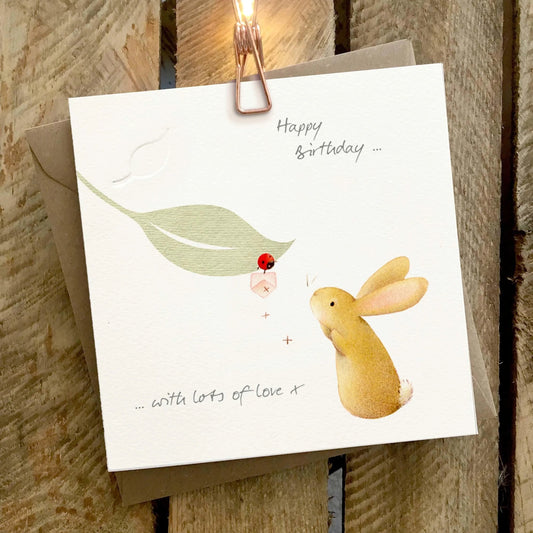 Ginger Betty Birthday card RABBIT ladybird