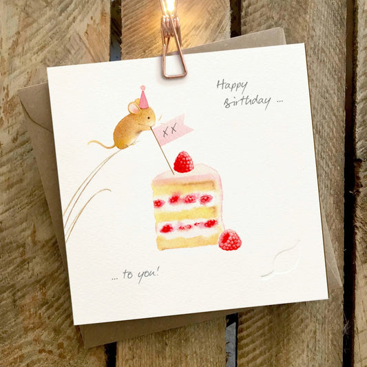 Ginger Betty Birthday card MOUSE cake