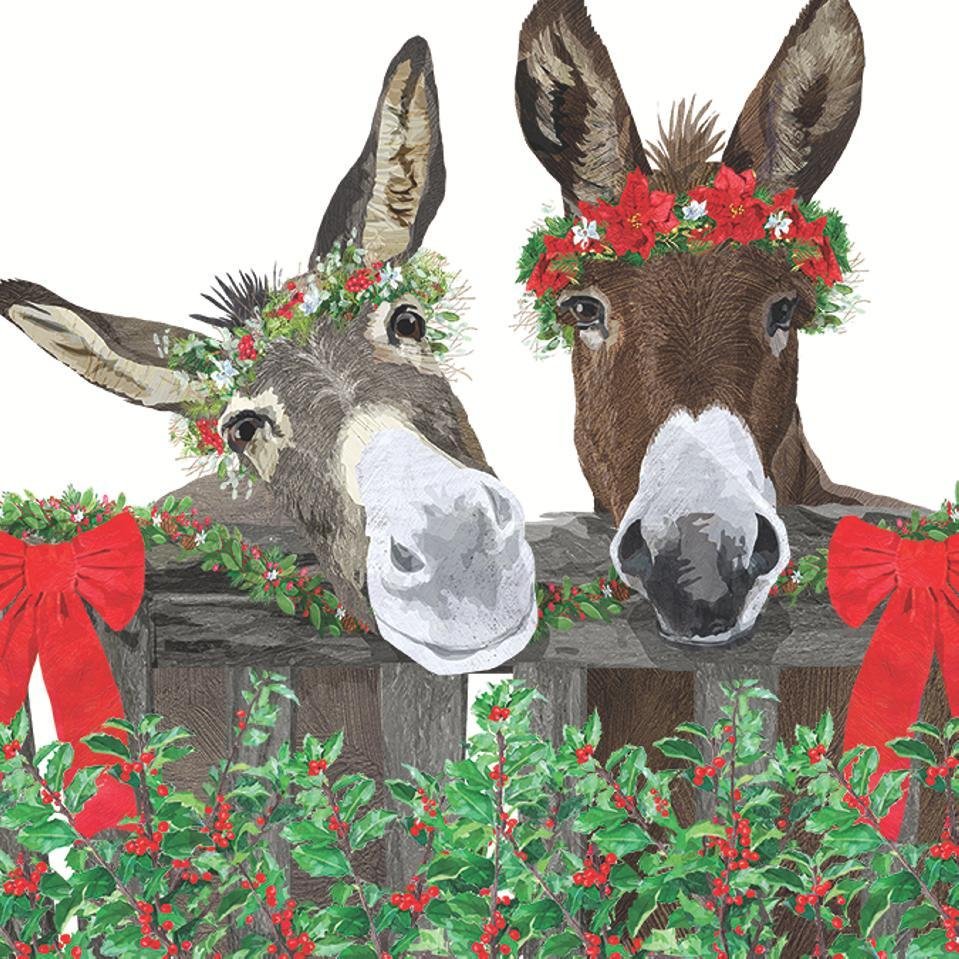 Christmas Napkins white PB & J DONKEYS