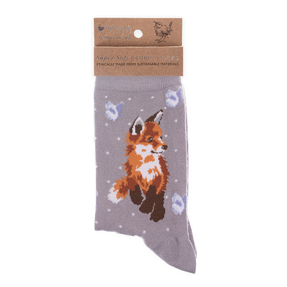 Wrendale Designs Socks Medium FOX butterfly