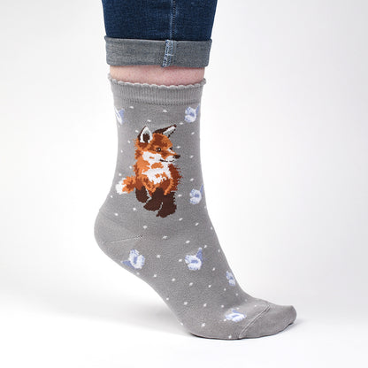 Wrendale Designs Socks Medium FOX butterfly