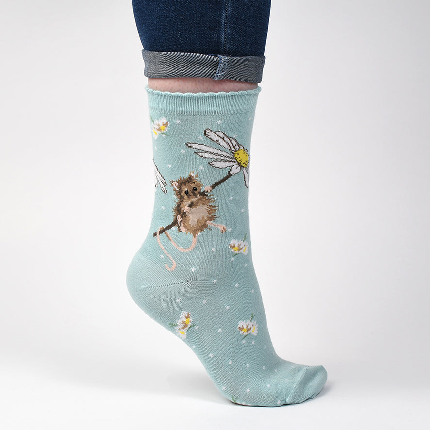 Wrendale Designs Socks Medium MOUSE daisy