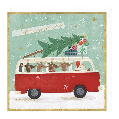 Christmas card SANTA CAMPERVAN