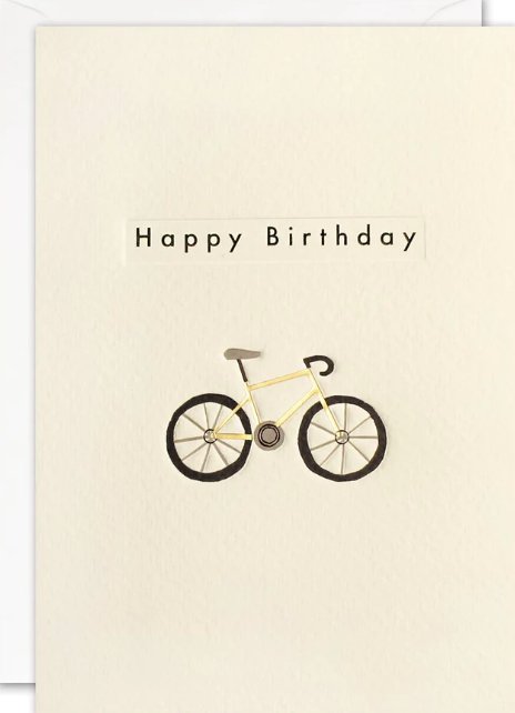 James Ellis Birthday card BIKE gold embossed