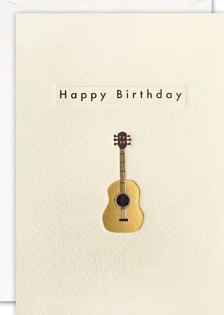 James Ellis Birthday card GUITAR gold embossed