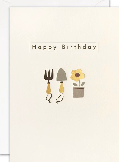 James Ellis Birthday card GARDEN gold embossed