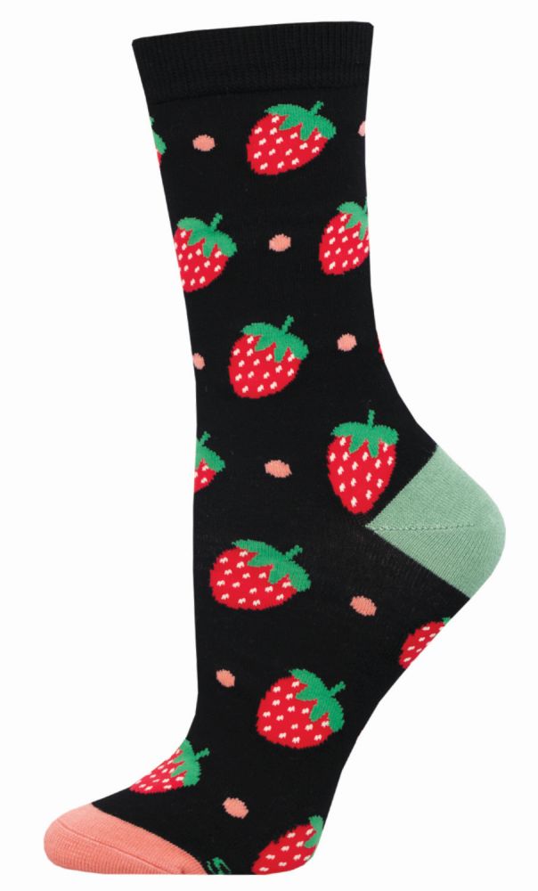 Socksmith Socks Medium (women) STRAWBERRIES black