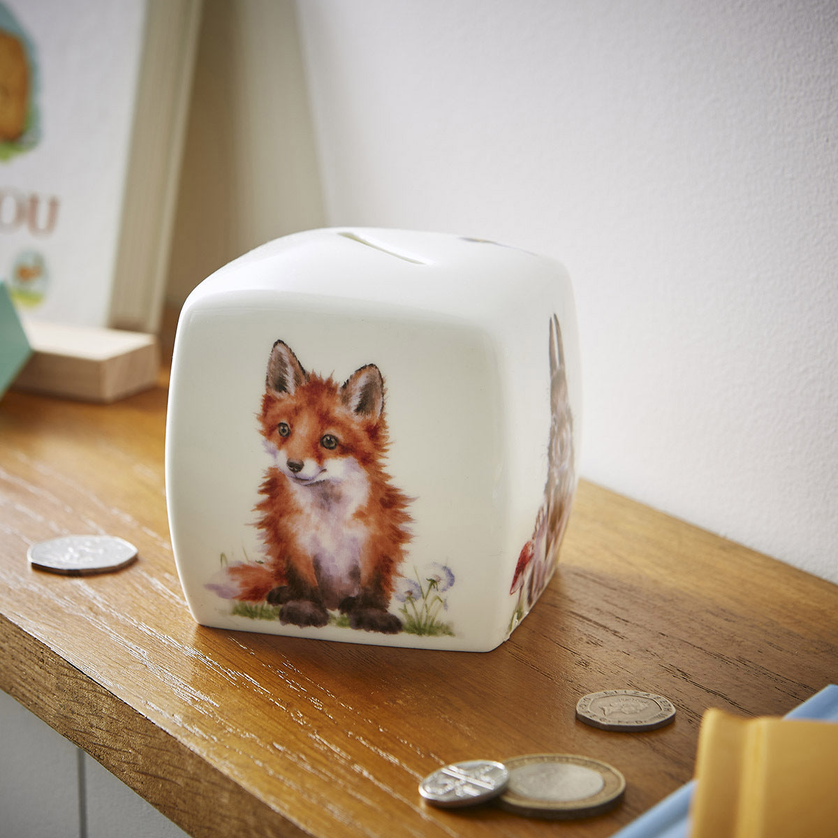 Wrendale Little Wren Royal Worcester porcelain Money Box FOX CUB