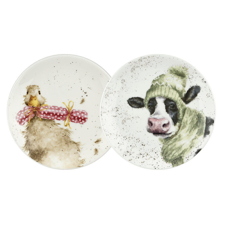 Wrendale Christmas Plates 16.5cm S-2 COW DUCK