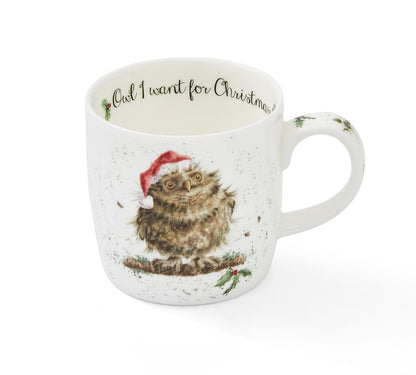 Wrendale Designs Christmas Mug OWL Santa hat