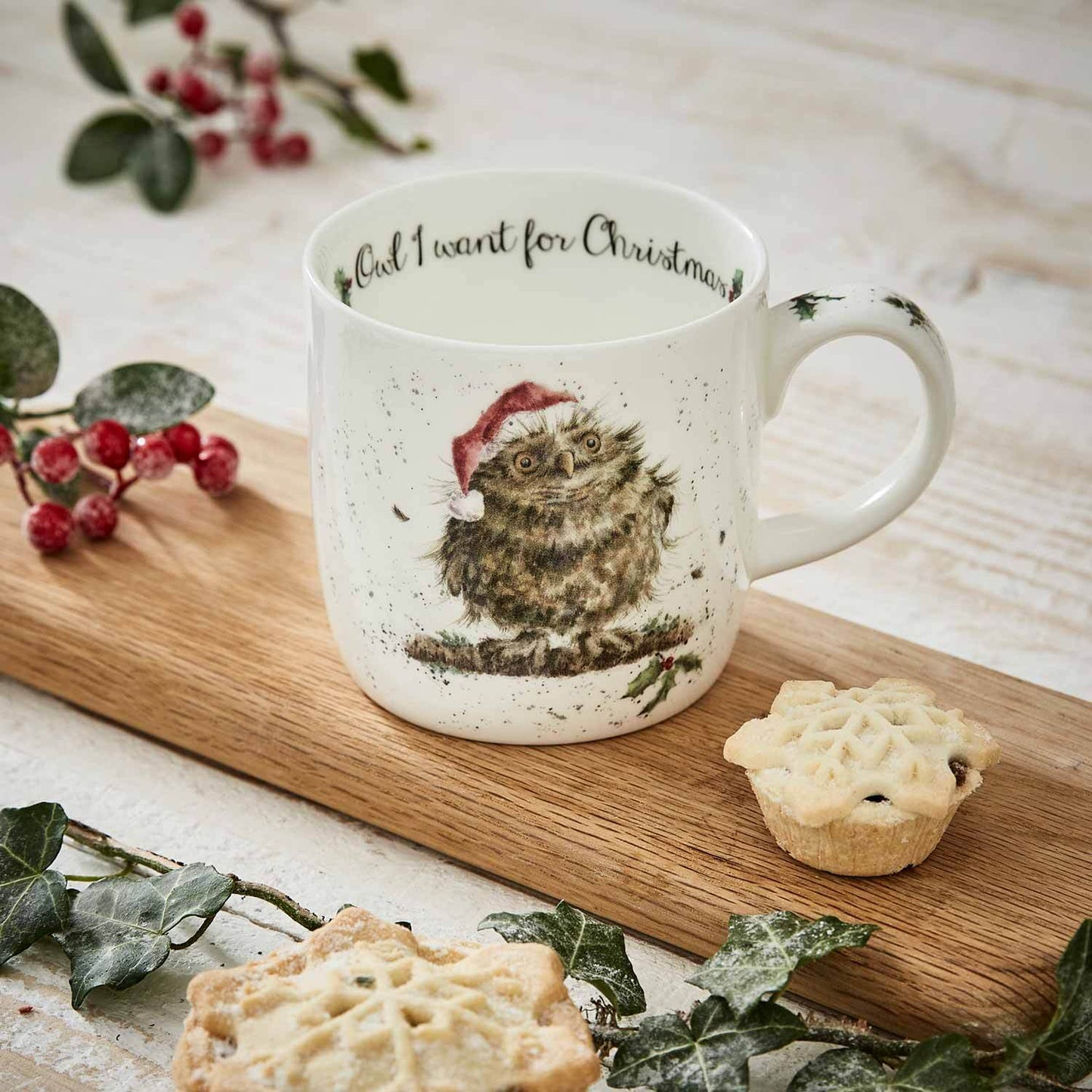 Wrendale Designs Christmas Mug OWL Santa hat