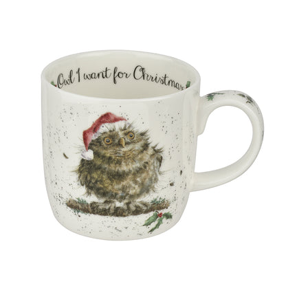 Wrendale Designs Christmas Mug OWL Santa hat