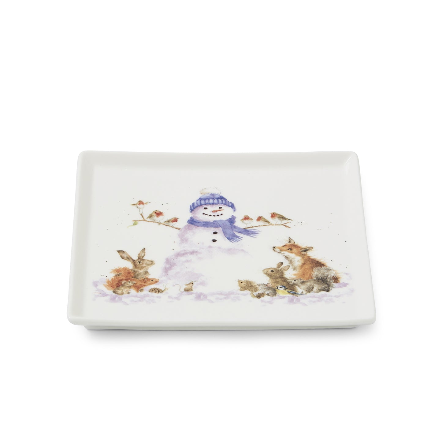 Wrendale Christmas Plate Square SNOWMAN